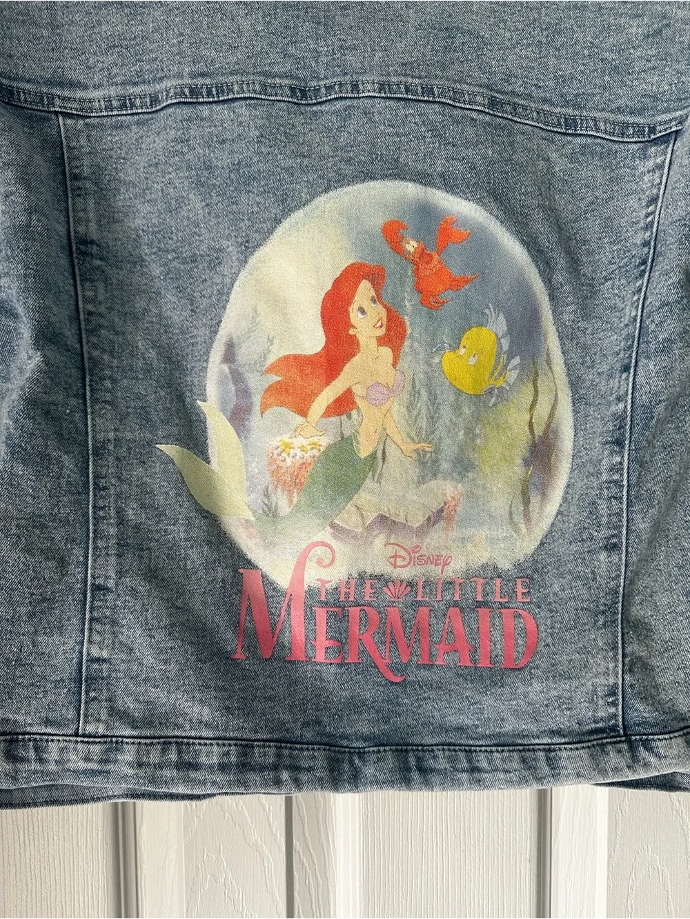 Disney Girls Little Mermaid Light Wash Denim Jacket